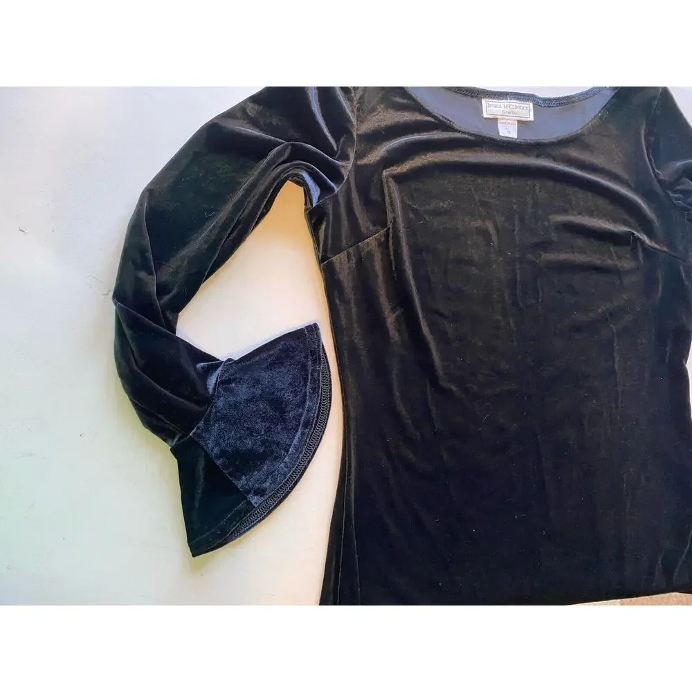 Jessica McClintock Gunne Sax Dress Size 11 Vintage Black Velvet Prom Party Guest